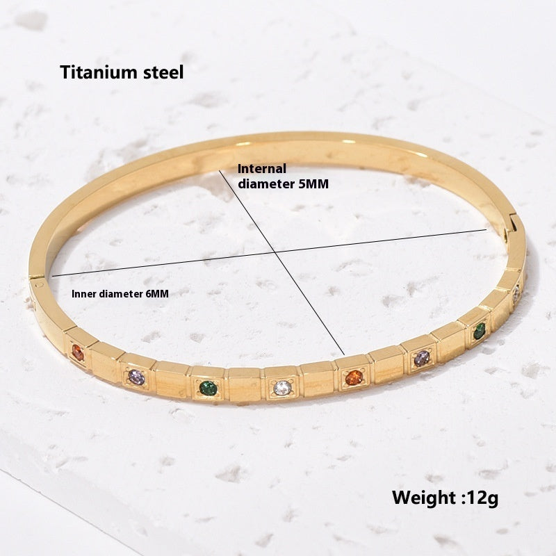 Titanium Steel Bracelet Korean Style Real Gold Plated 18K Gold Diamond Geometric Simple Stainless Steel