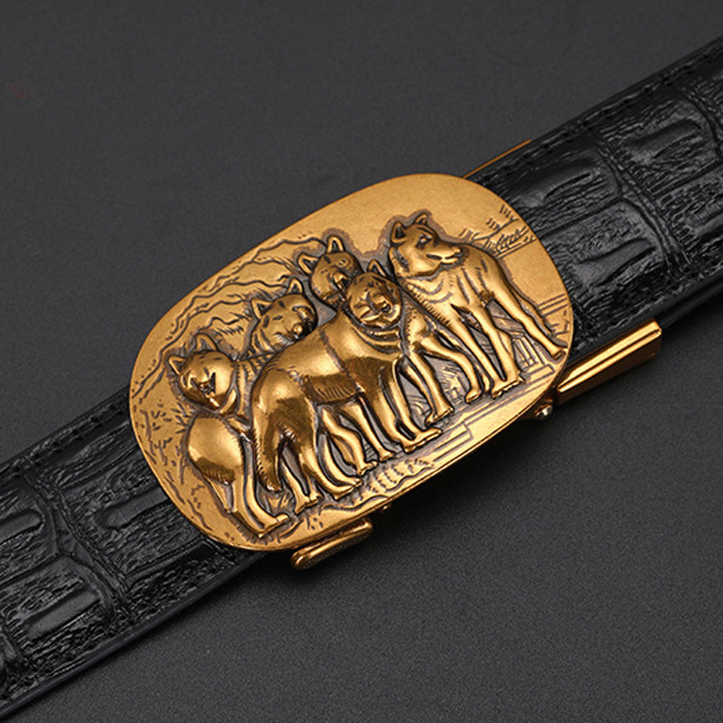 Men's automatic buckle leather belt