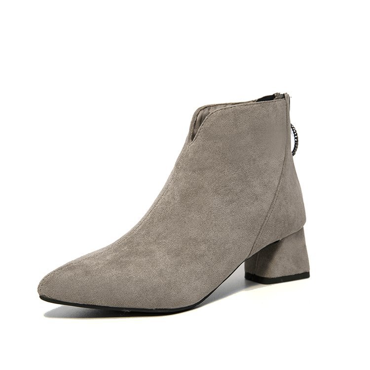 Chunky-heeled Pointed-toe Short Martin Boots