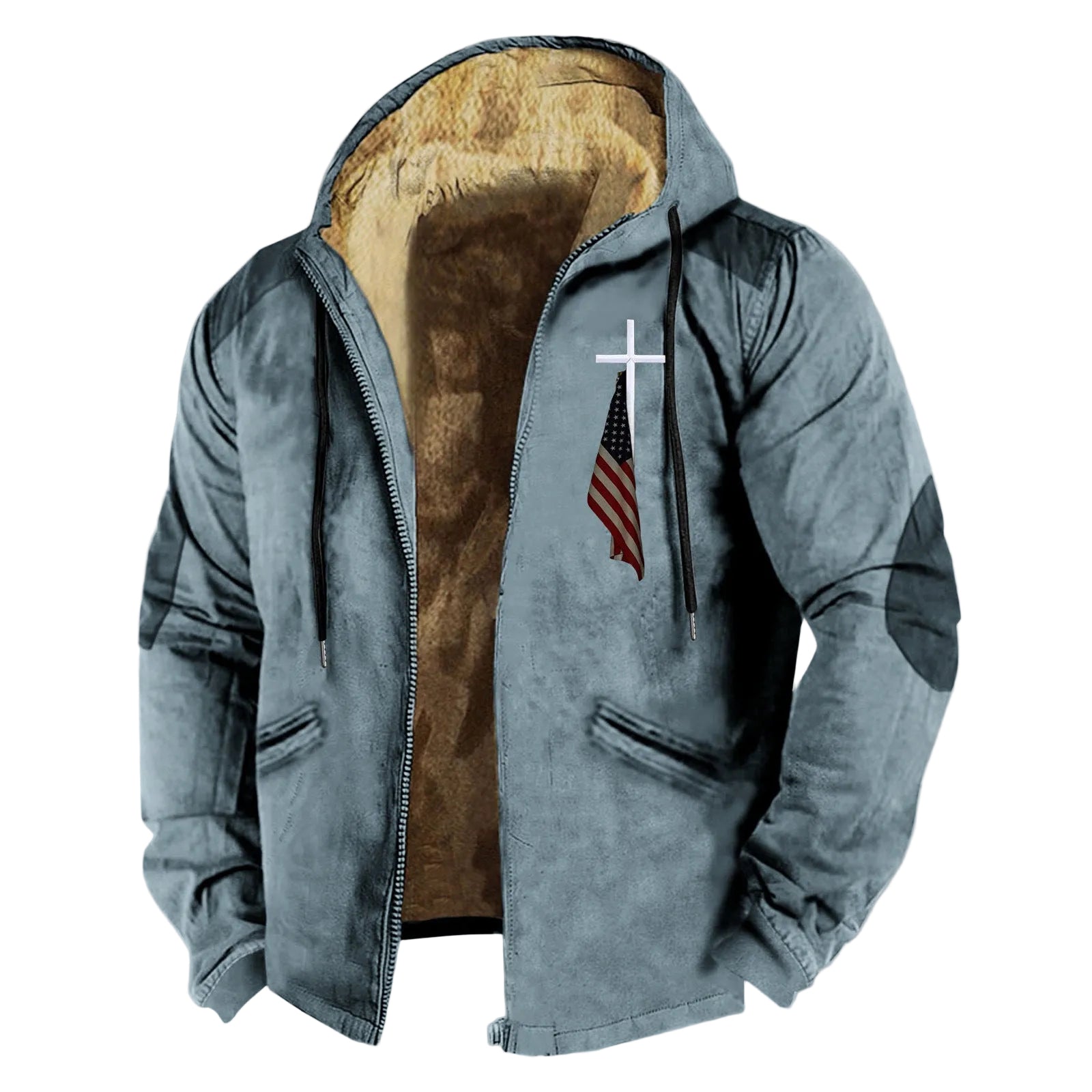 3D Hooded Zipped Cotton-padded Jacket