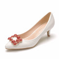 Mid-Heel Square Buckle Rhinestone