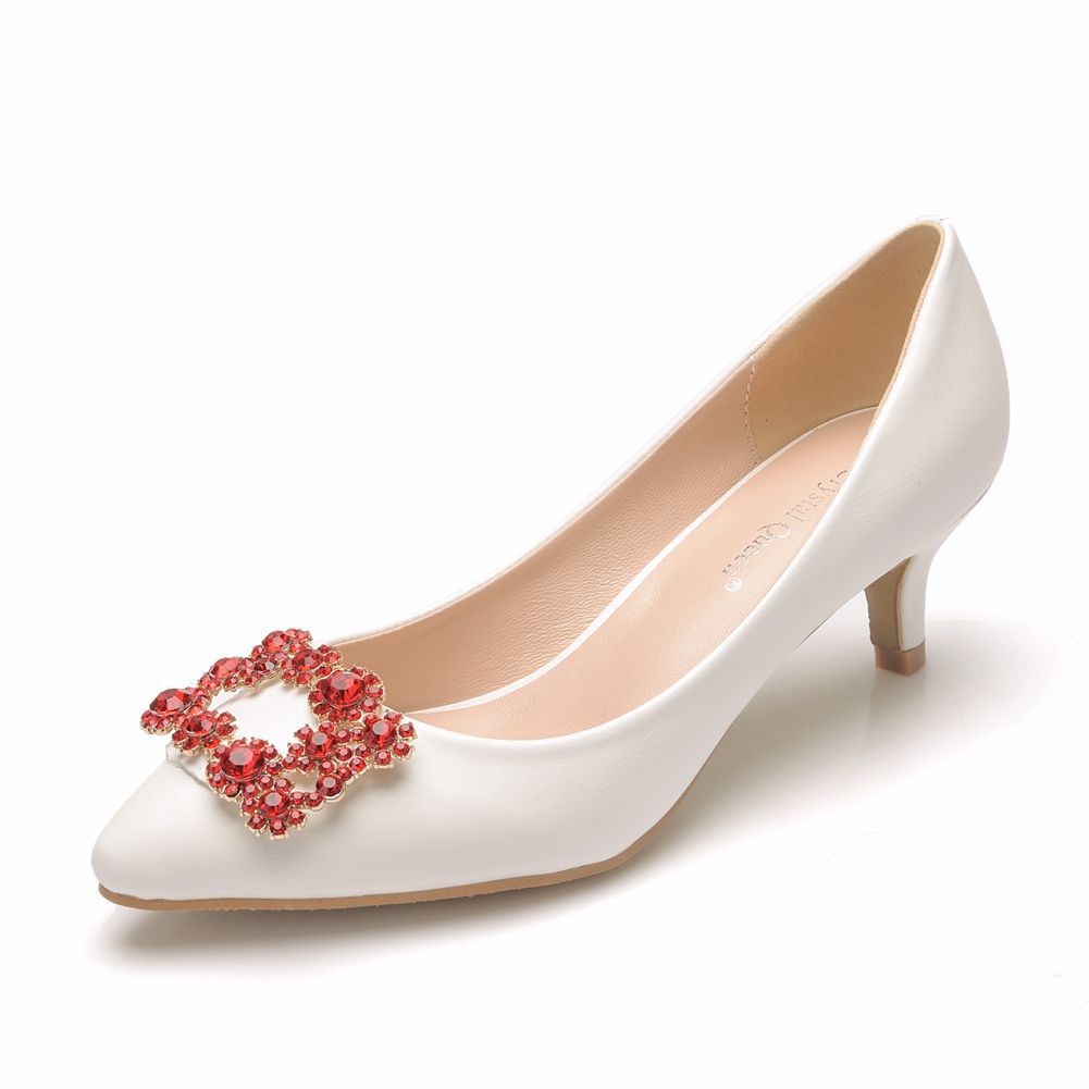 Mid-Heel Square Buckle Rhinestone