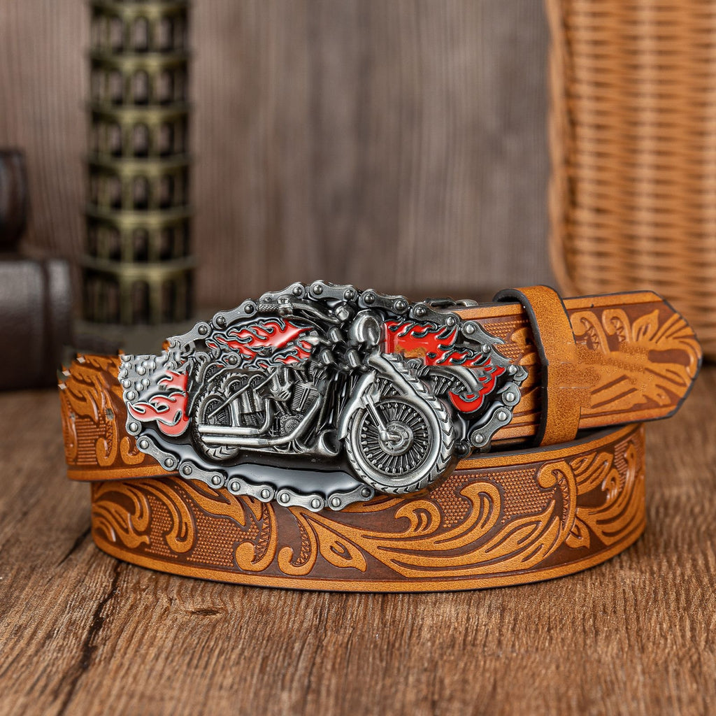 Retro European And American Scorpion Skull Design Personalized Denim Leather Belt