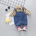 long-sleeved plaid shirt denim strap cover