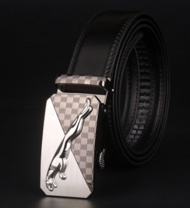 Men's 8 character buckle belt, leather smooth buckle, youth belt, leisure belt, men's Han Banchao