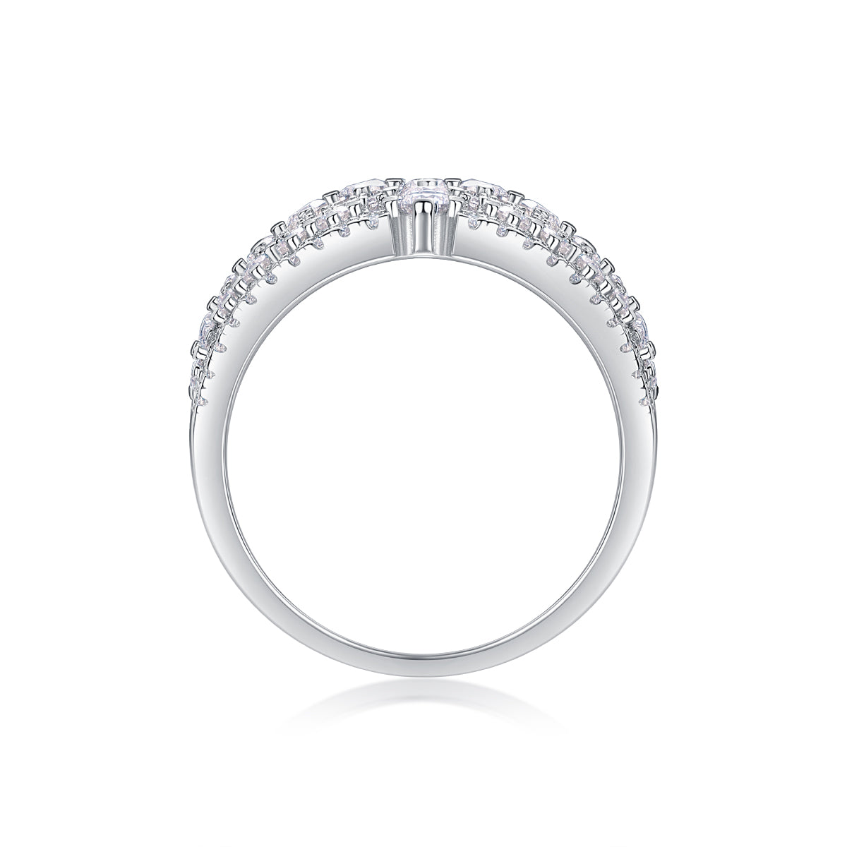 Ballet Of Time - A Wedding Ring Set With Top-quality Moissanite S925, Silver And Platinum-plated. The Ring Can Be Tested With A Diamond Pen In Gold And Rose Gold