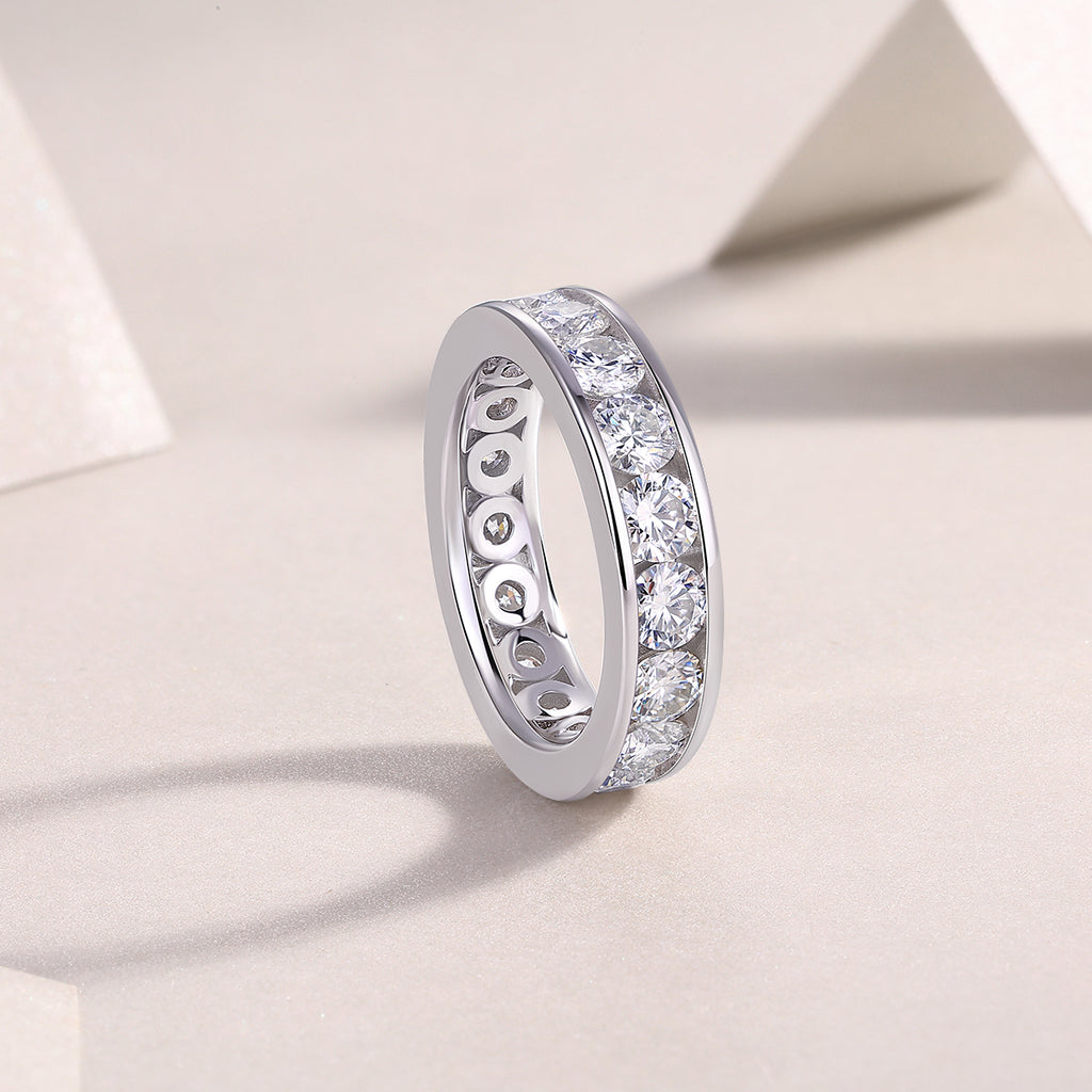 Large Star Ring - Set With Top-quality Moissanite S925 Silver And Platinum-plated Diamond Wedding Ring. The Ring Can Be Inspected With A Diamond Pen