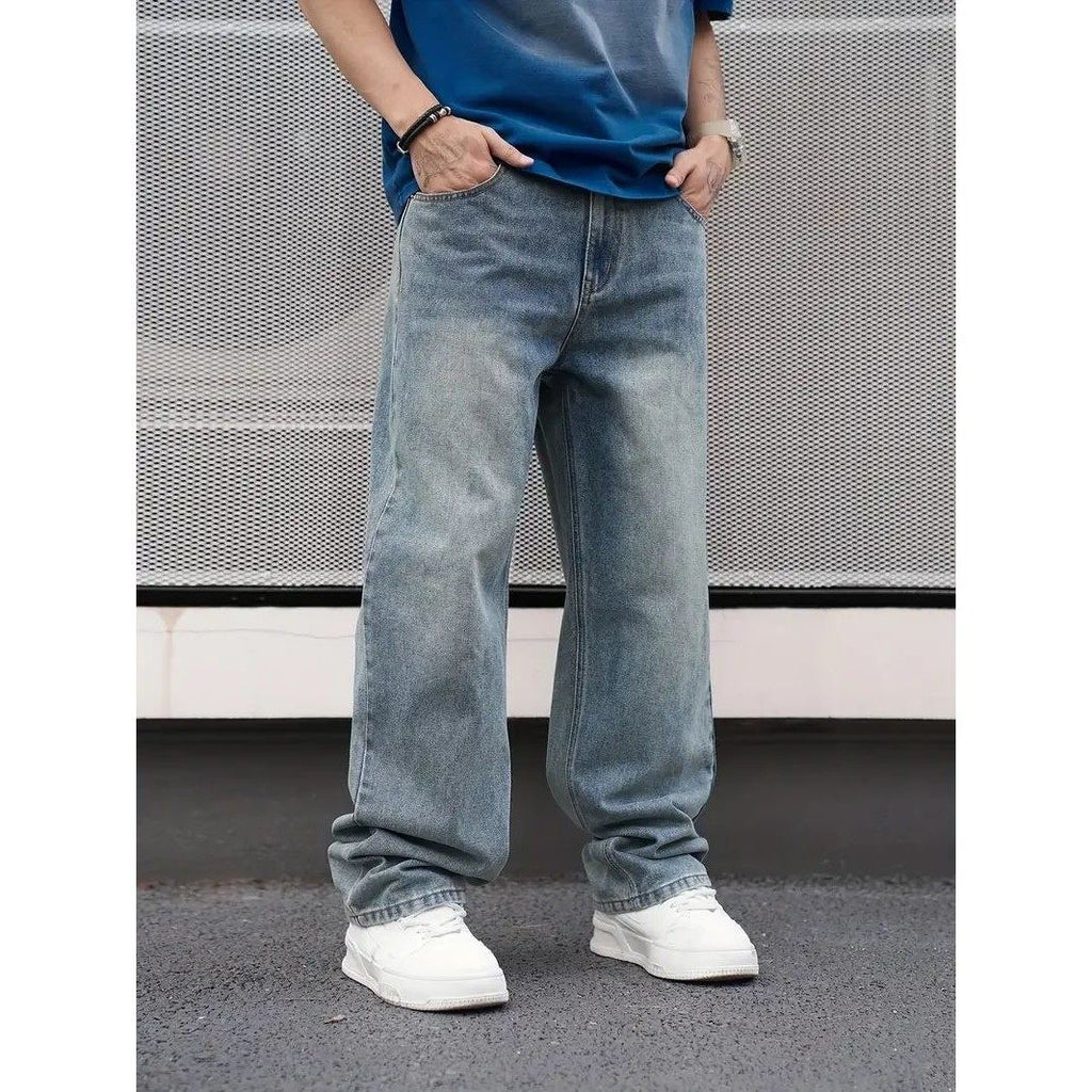 Casual Straight Jeans - Light Blue Loose