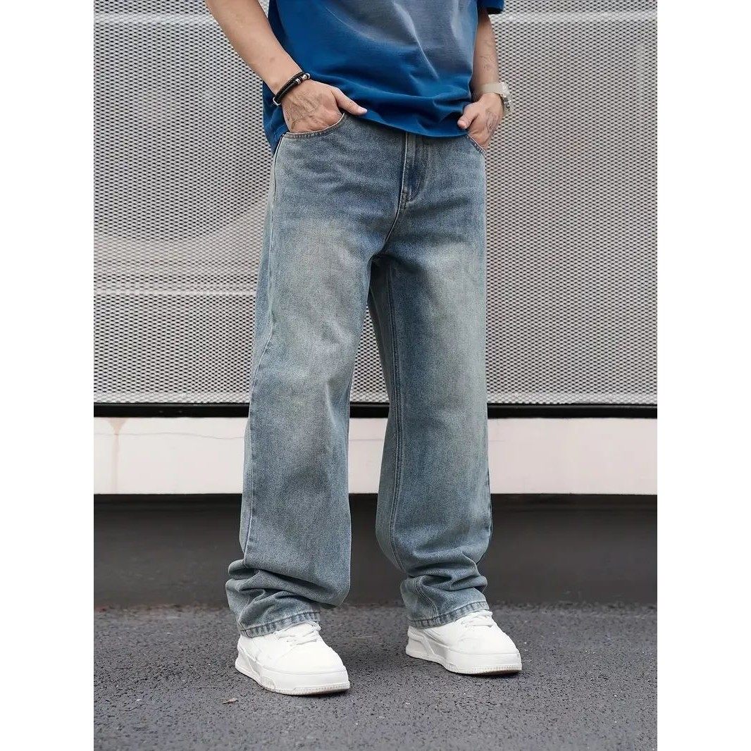 Casual Straight Jeans - Light Blue Loose