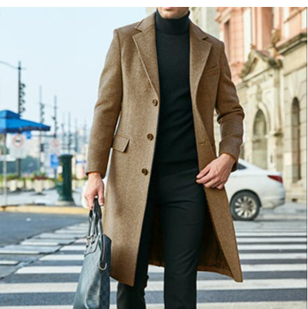 Men's Long Sleeve Woolen Coat