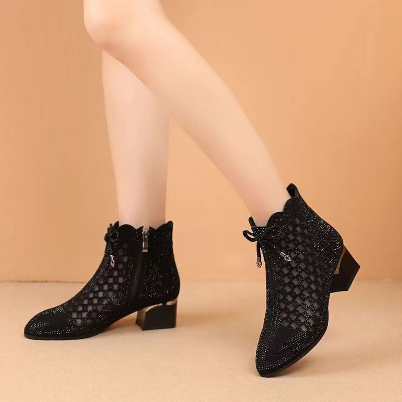 Women's  Soft Bottom Cutout Mesh Ankle Boots