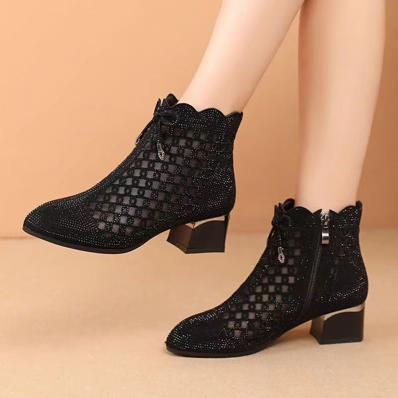 Women's  Soft Bottom Cutout Mesh Ankle Boots