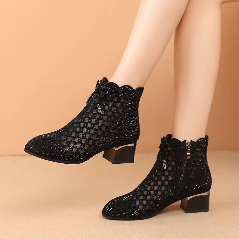 Women's  Soft Bottom Cutout Mesh Ankle Boots