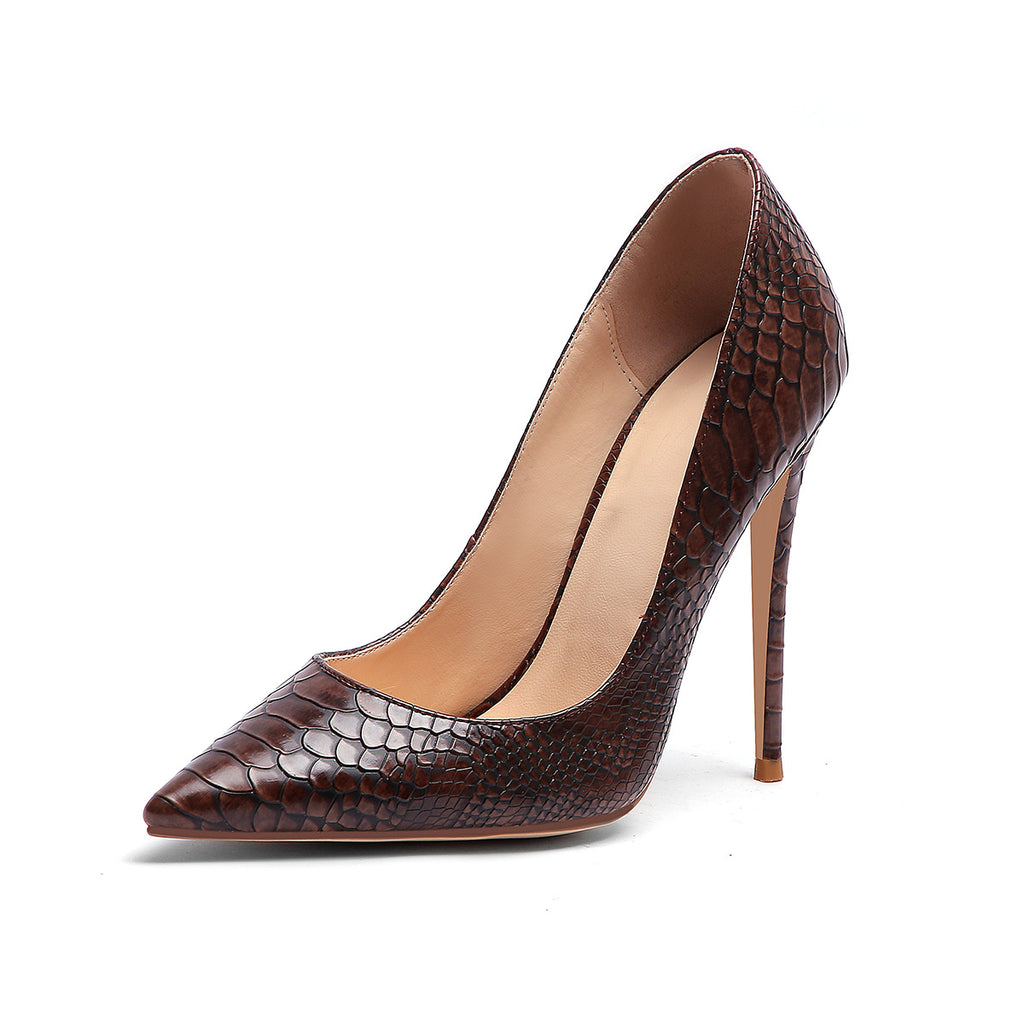 Women’s Snakeskin Pointed Toe Shoes Diamond Sadaf