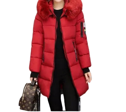 Slim thick cotton jacket large fur collar cotton suit