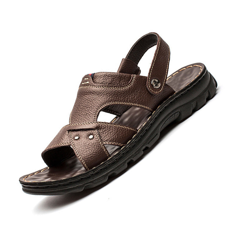 Beach shoes leather soft soled men's shoes