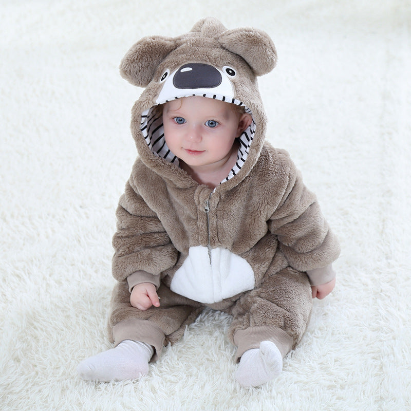 Spring And Autumn New Bear Shape One-piece Romper Flannel Children Clothes Tolo Rabbit Children's Clothing H2353