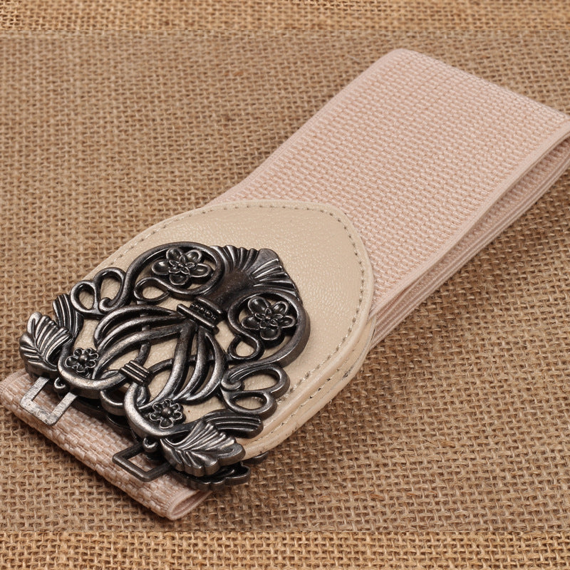 Court Vintage Engraving  All-match Stretch Wide Belt