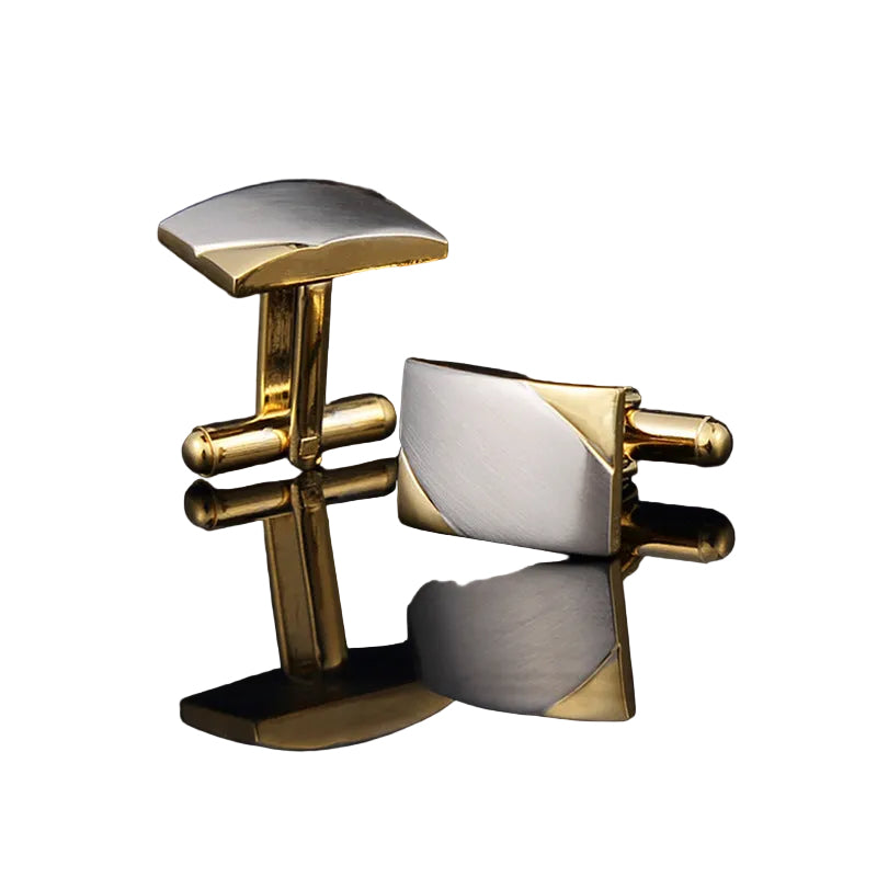 Gold two-tone brushed men's cufflinks