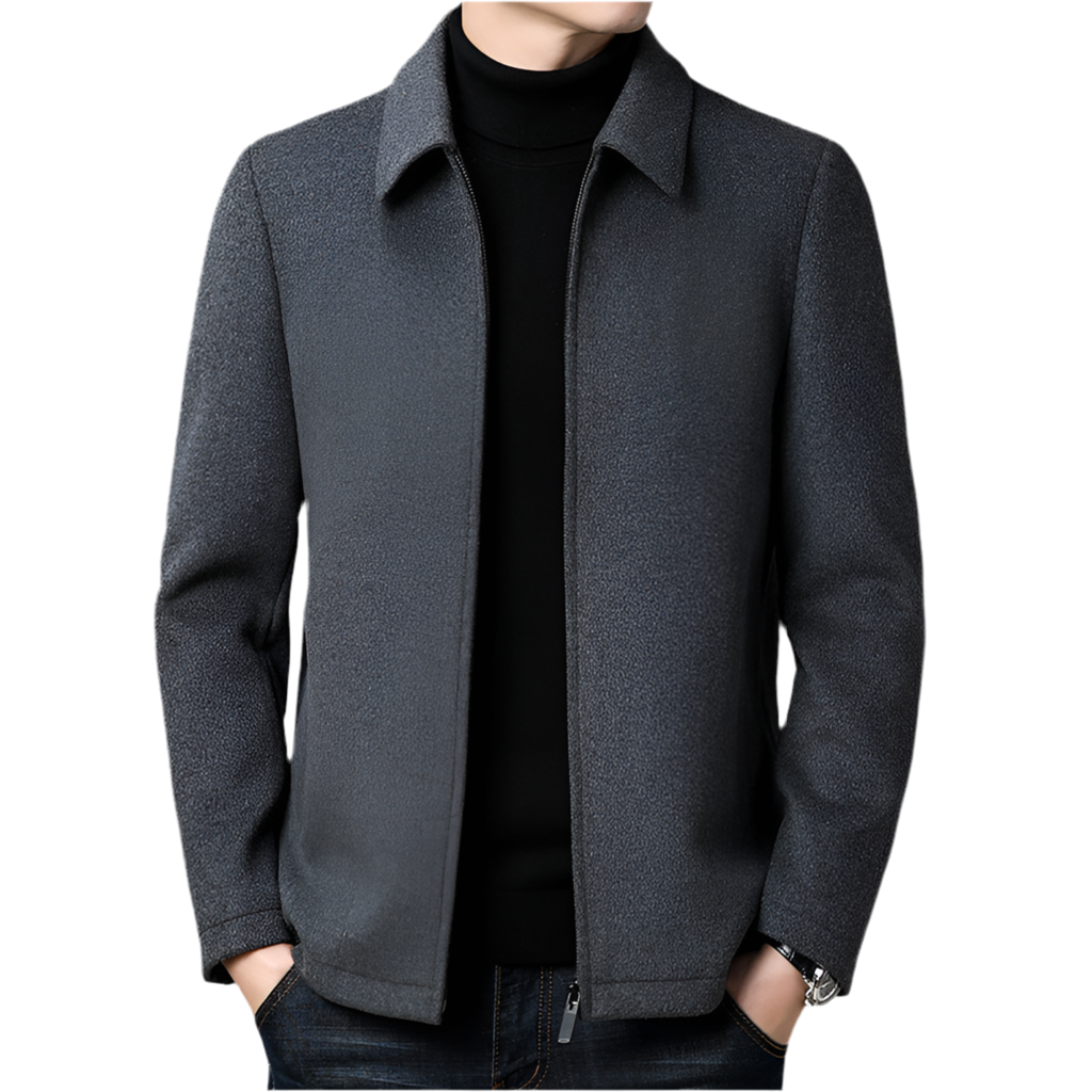 Casual Polo Collar Woolen Jacket