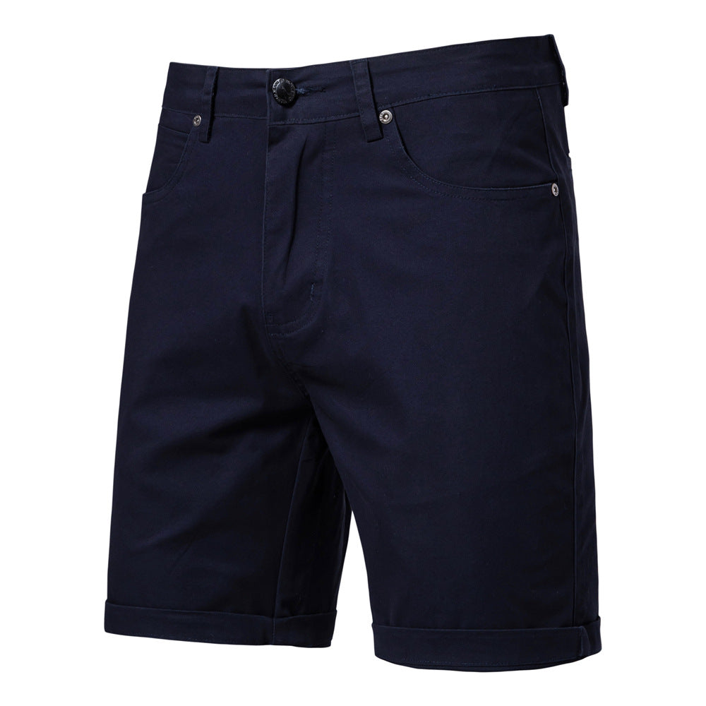Straight Slim Cropped Pants Plus Size Solid Color Men's Clothing