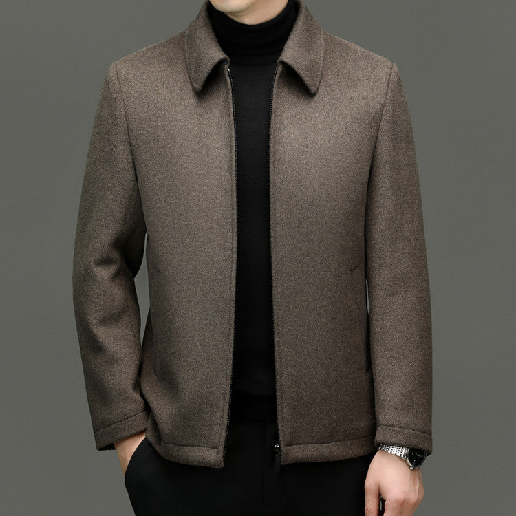 Casual Polo Collar Woolen Jacket