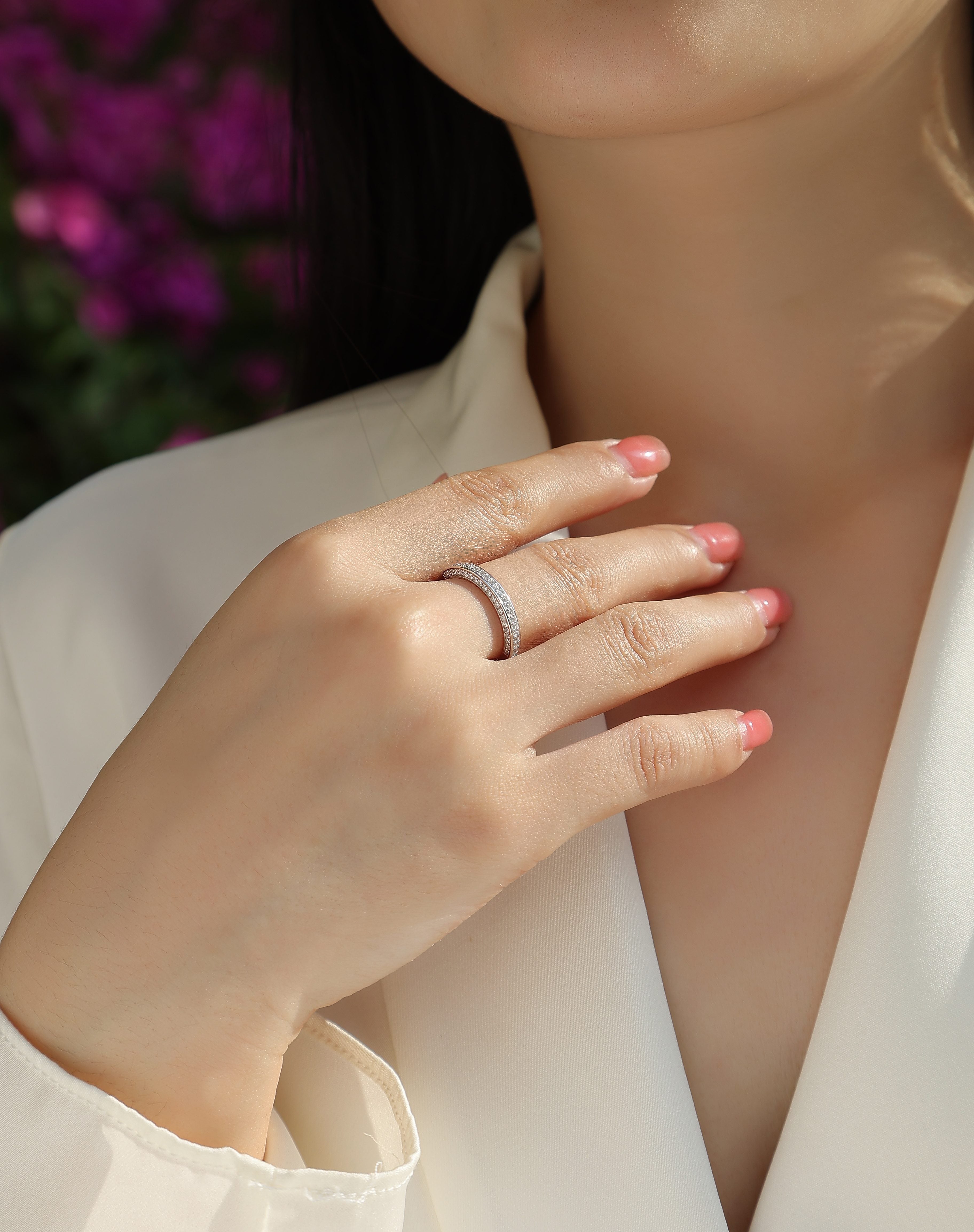 The Plucked Star - A Wedding Ring Set With Top-quality Moissanite S925 Silver And Platinum-plated Diamond Can Be Inspected With A Diamond Pen