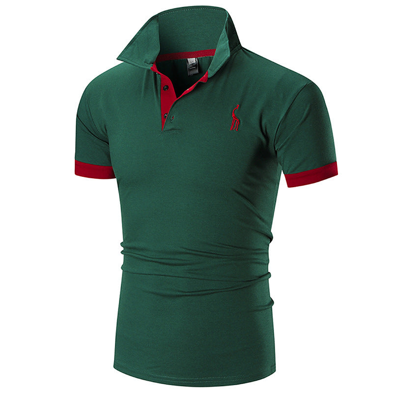 Men Short sleeve embroidery fawn sport shirt