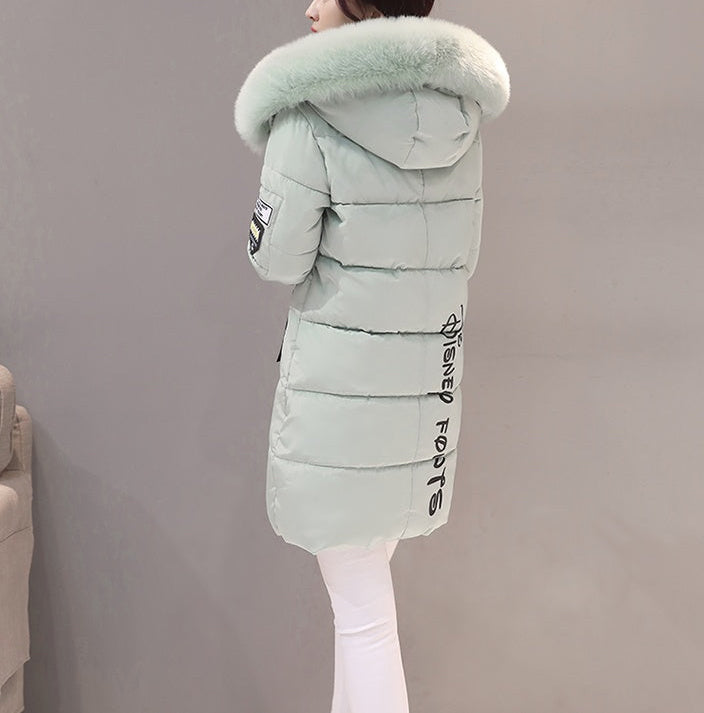 Slim thick cotton jacket large fur collar cotton suit