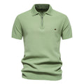Men's Lapel Knitted Short Sleeve Solid Color Simple