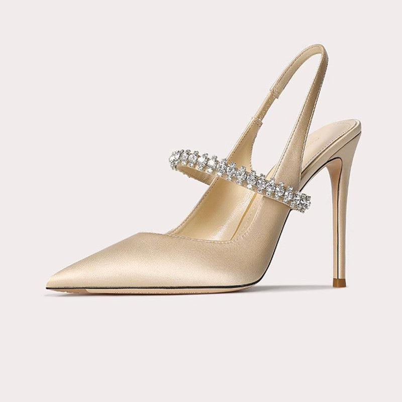 Women’s  Toe Pointed Leather High Heels  | Diamond Sadaf