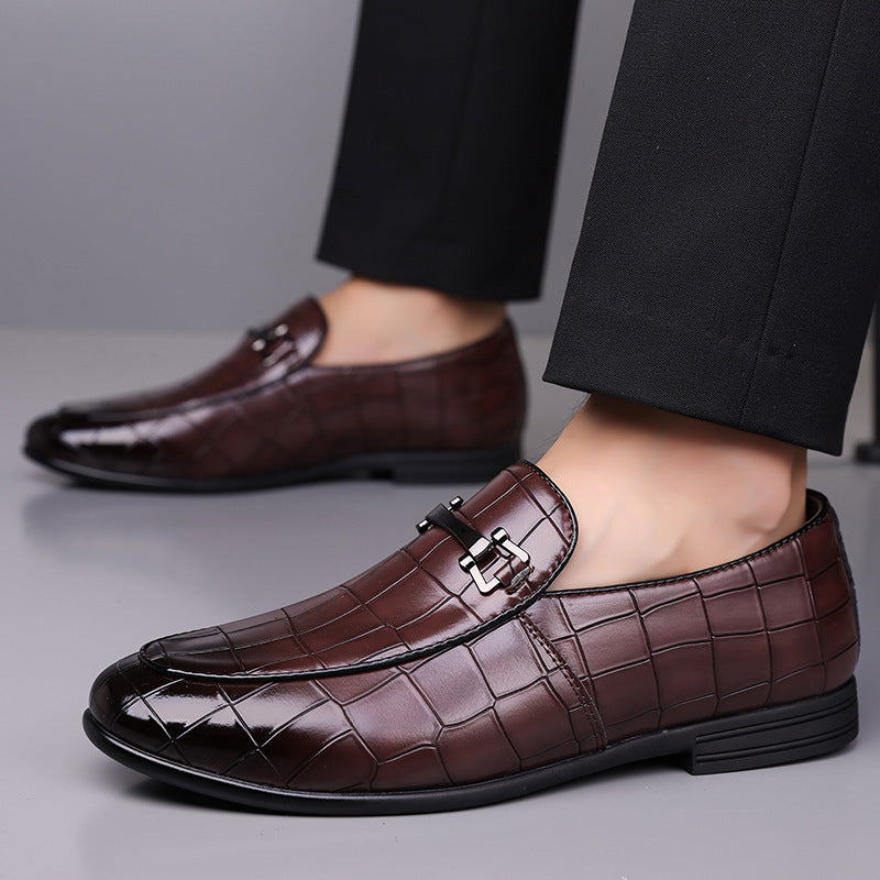Men's Plaid Rubber Sole Lightweight Leather Shoes