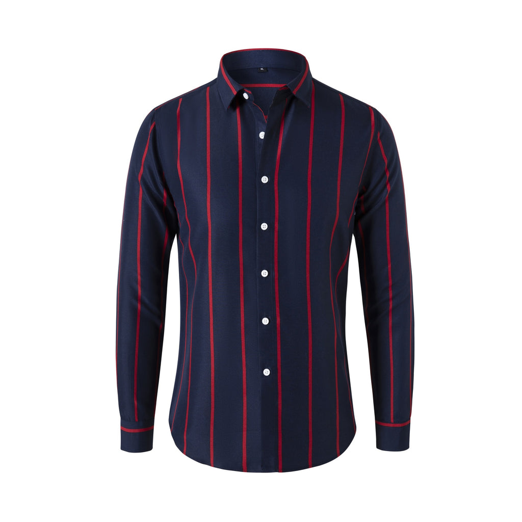 New Slim-fit Striped Shirt Men's Long Sleeve Shirt
