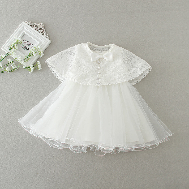 Baby White Fluffy Dress Two-piece Set