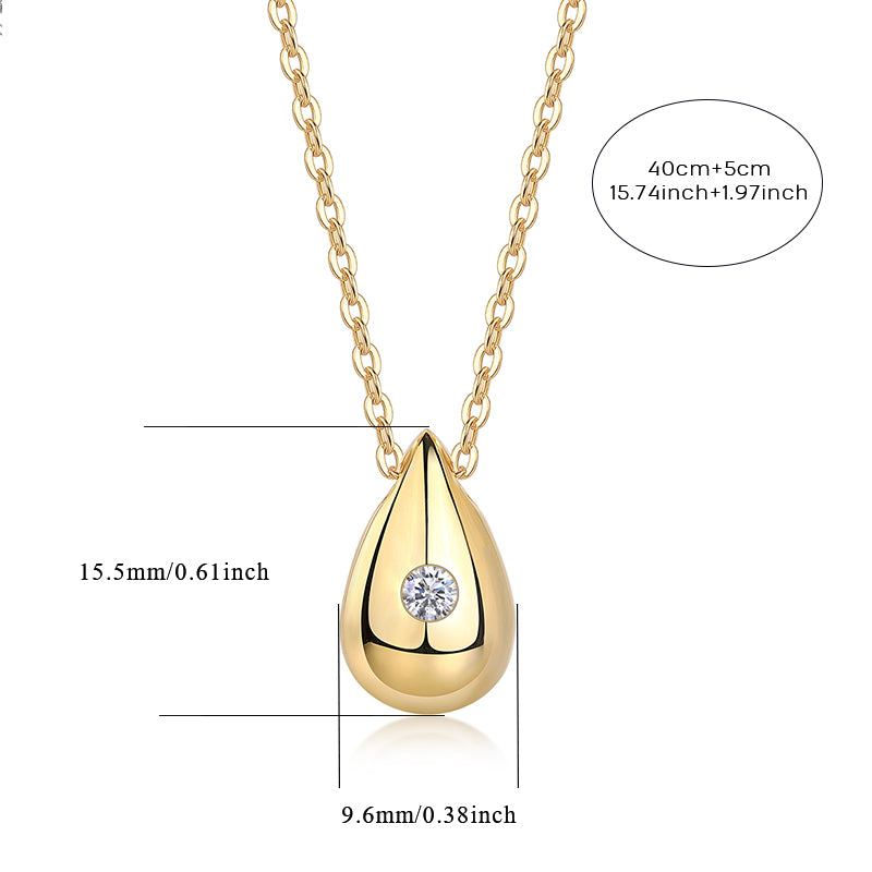 Dreamy Water Drop Moissanite Necklace – S925 Silver Gold Plated | Diamond Sadaf