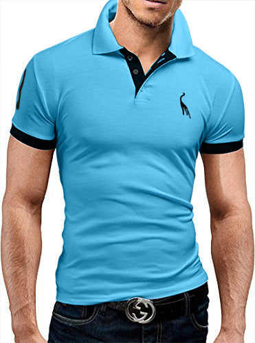 Men Short sleeve embroidery fawn sport shirt