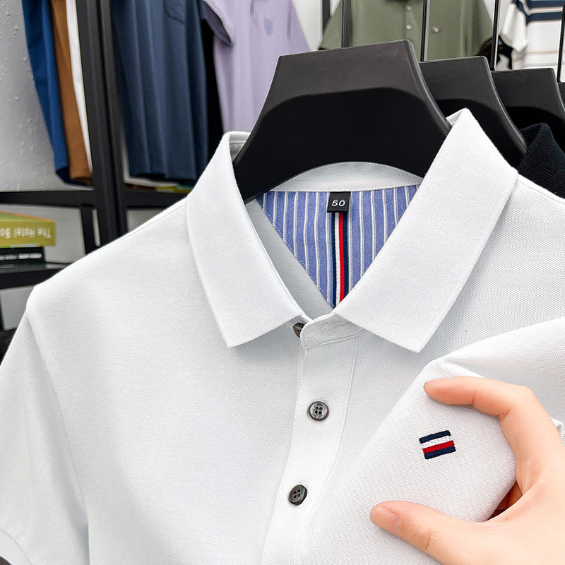 Summer Short-sleeved Embroidered Men's Polo Shirt Imitation Cotton Business Casual Lapels