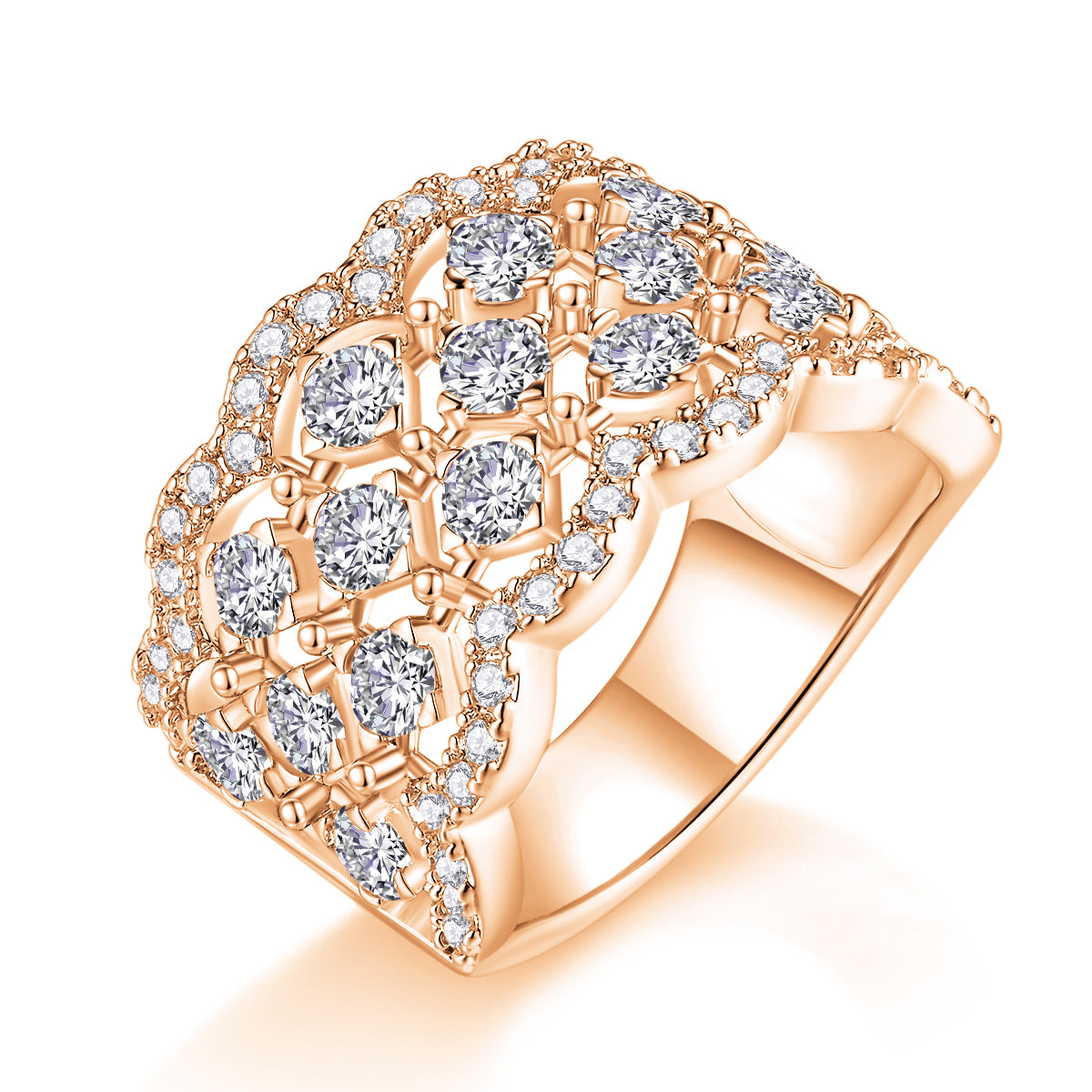 Lace Snowflake - Set With Top-quality Moissanite S925 Silver And Platinum-plated Diamond Wedding Ring. The Ring Can Be Tested With A Diamond Pen In Yellow Gold And Rose Gold