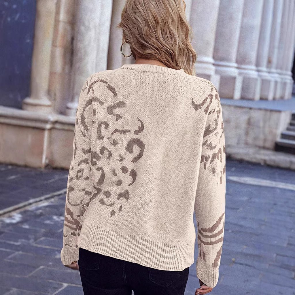 Womens Loose-fitting Crew-neck Knit Sweater