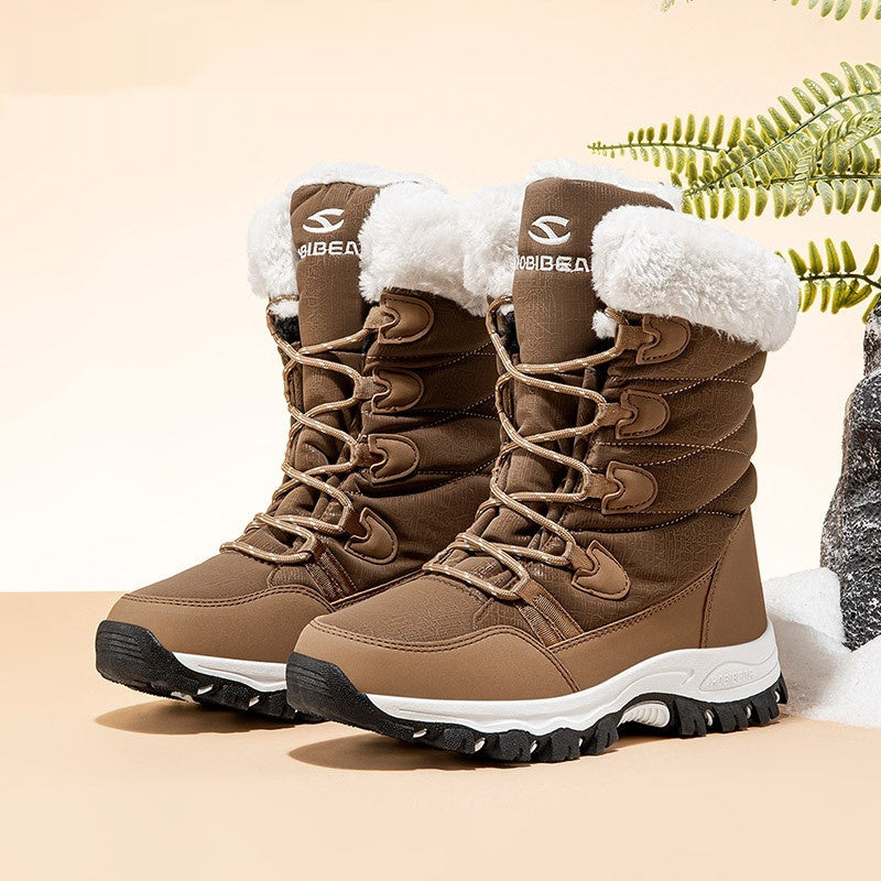 Warm Wide-toe  Mid-height Soft-soled Faux-fur Snow Boots