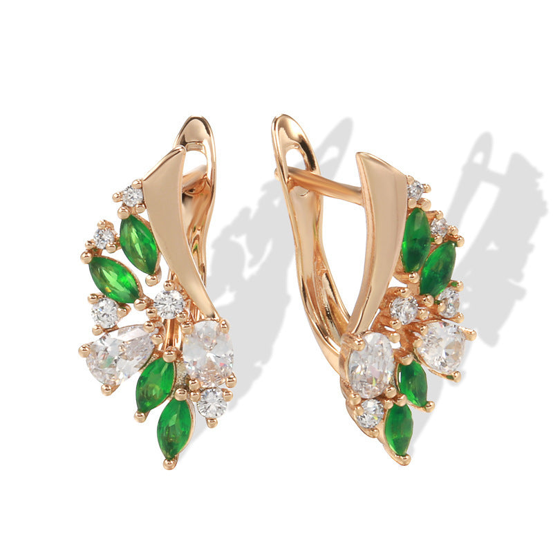 Fashion Rose Gold Earrings Sweet Floral
