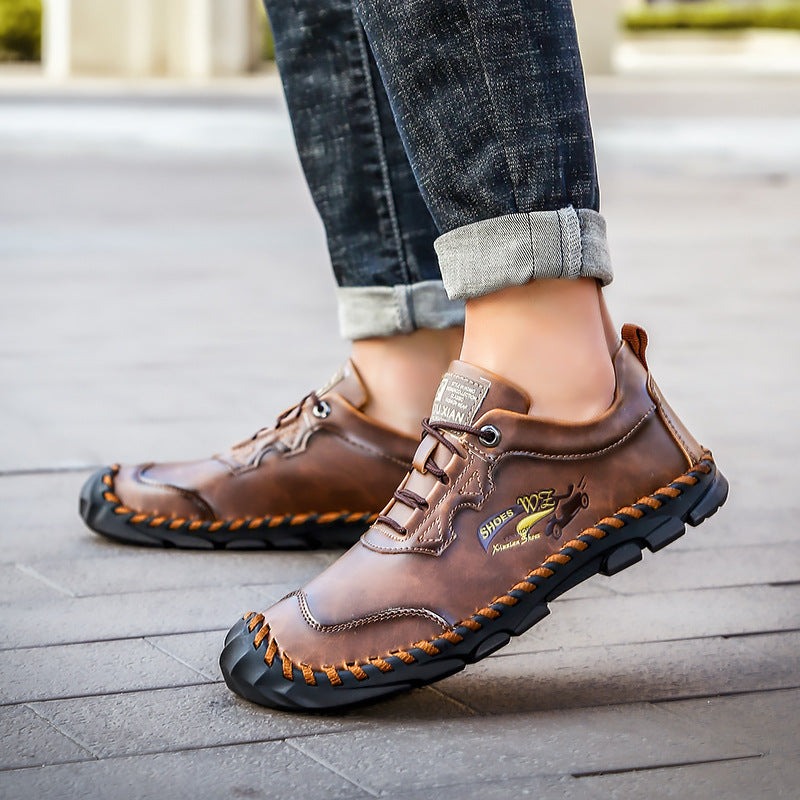 Hand-stitched large size non-slip men's shoes