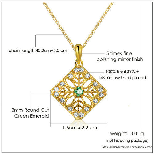 Natural Emerald 14K Gold Women's Pendant