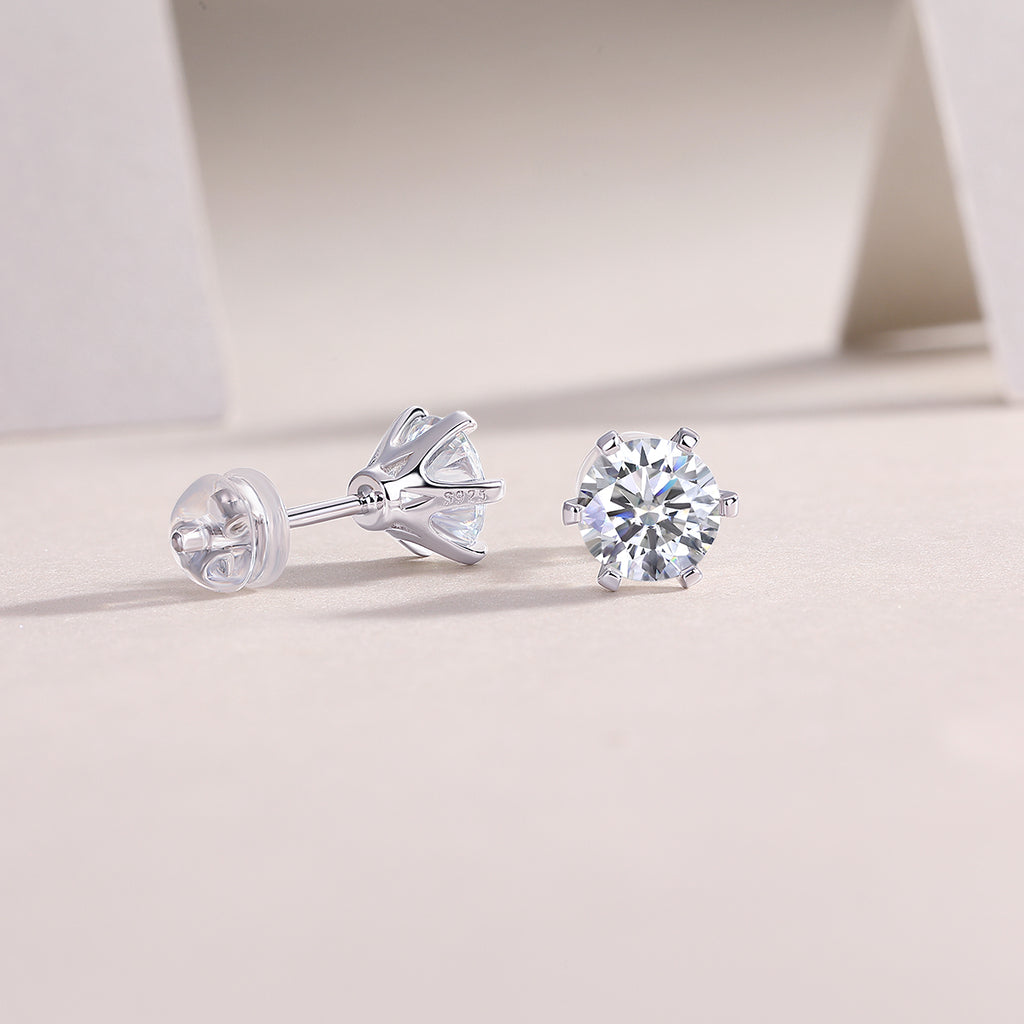 Quiet - Set With 1-carat Top-quality Moissanite S925 Silver And Platinum-plated Stud Earrings, A Fashionable And Trendy Accessory That Can Be Tested With A Diamond Pen