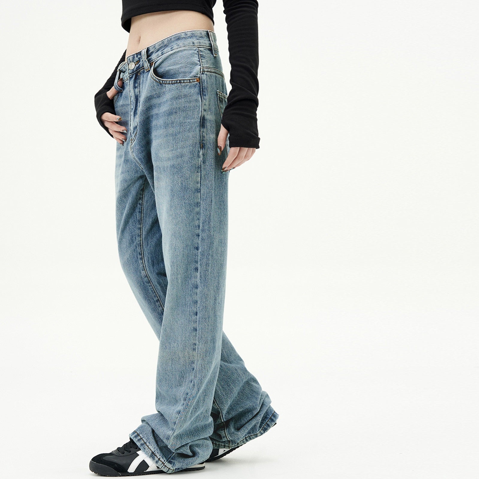 Women  Blue Straight Retro Jean