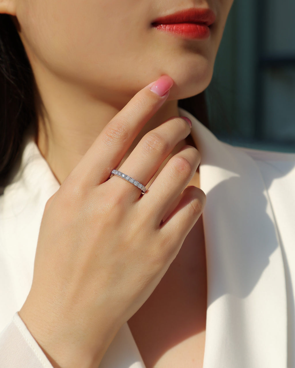 Parallel World - A Wedding Ring Set With Top-quality Moissanite S925 Silver And Platinum-plated Diamond Can Be Tested With A Diamond Pen. The Ring Is In Gold And Rose Gold