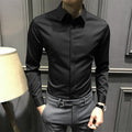 New Men's Fashion Shirt Long Sleeve Korean Version Business