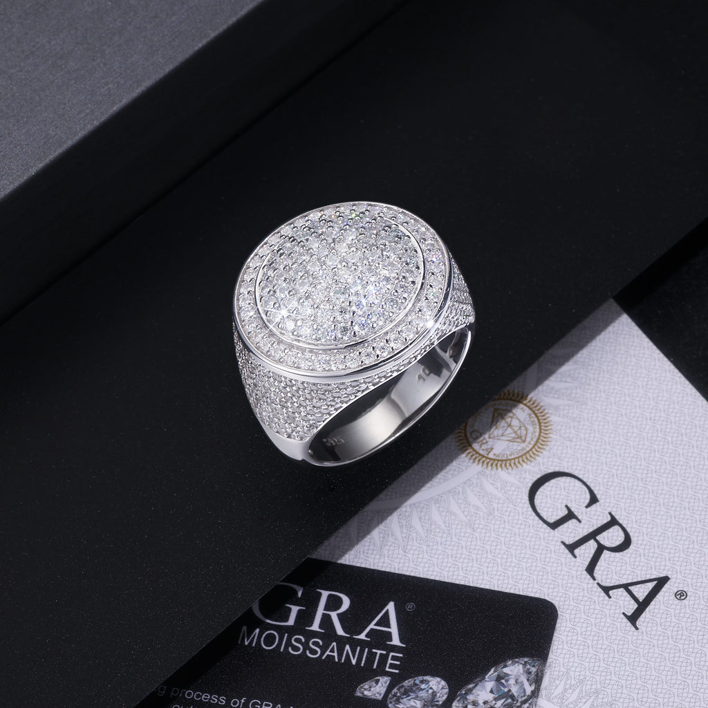 King of Hip-Hop Moissanite Men’s Ring – S925 Platinum Plated