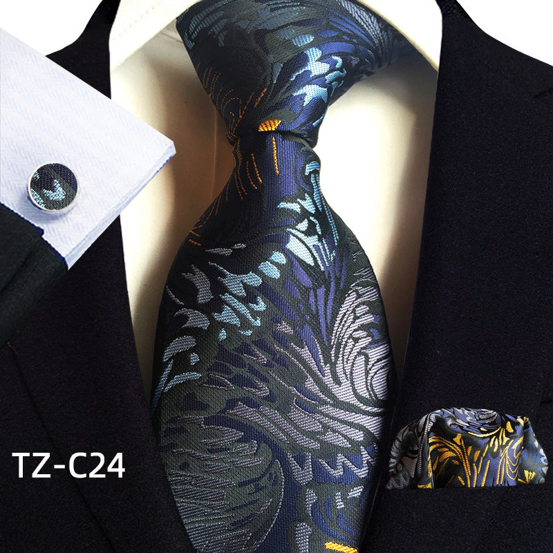 Waist Flower Men's Tie Pocket Towel Cuffs Three Piece Suit