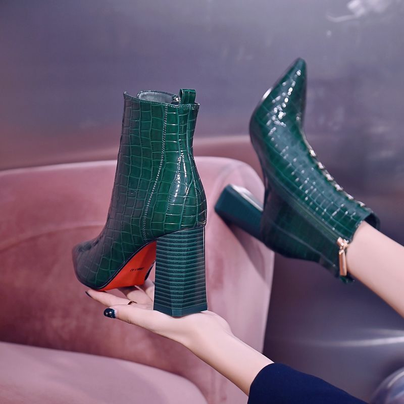 Leather Pointed Toe Knight  Martin Boots